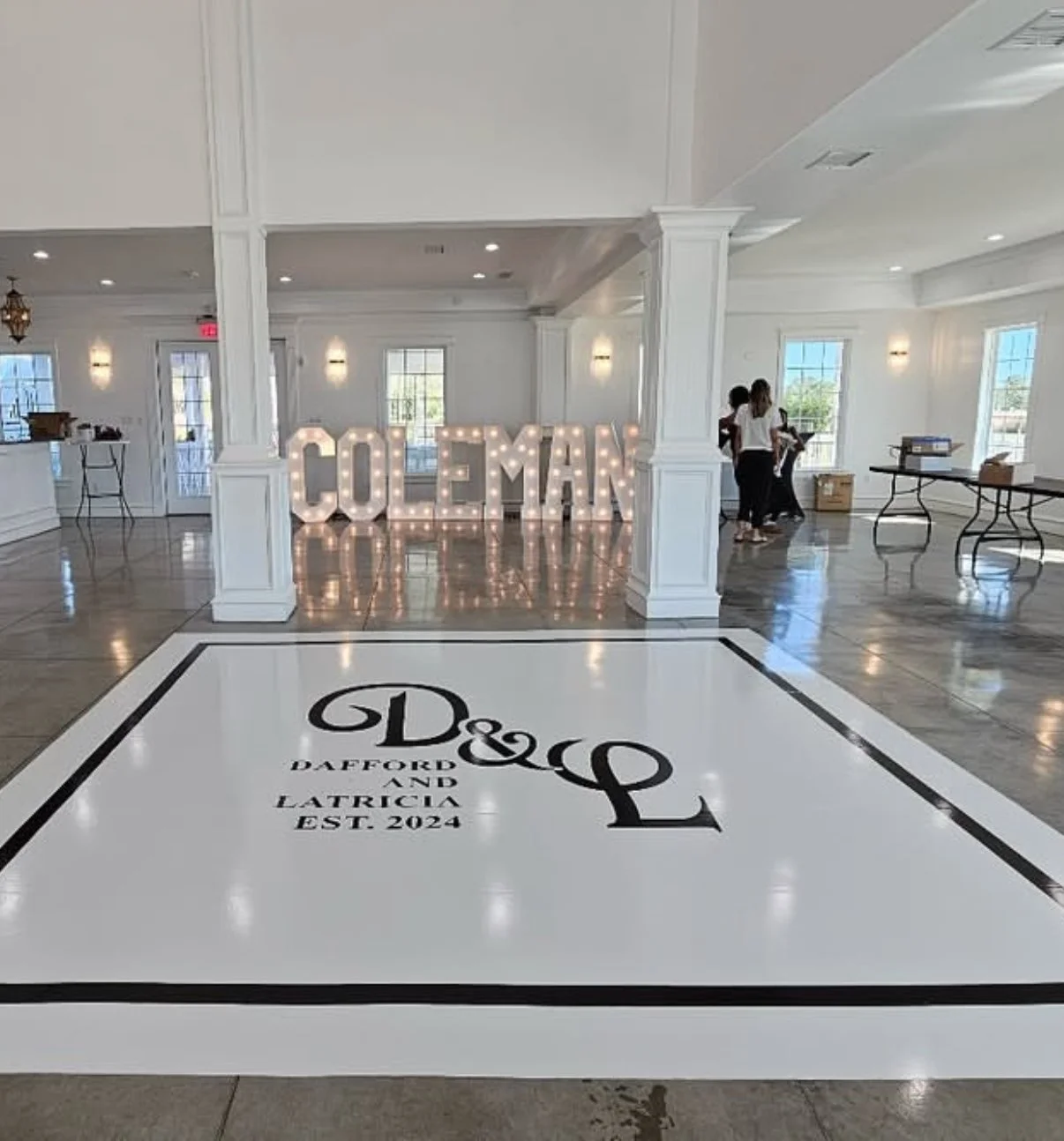 Monogram and date dance floor