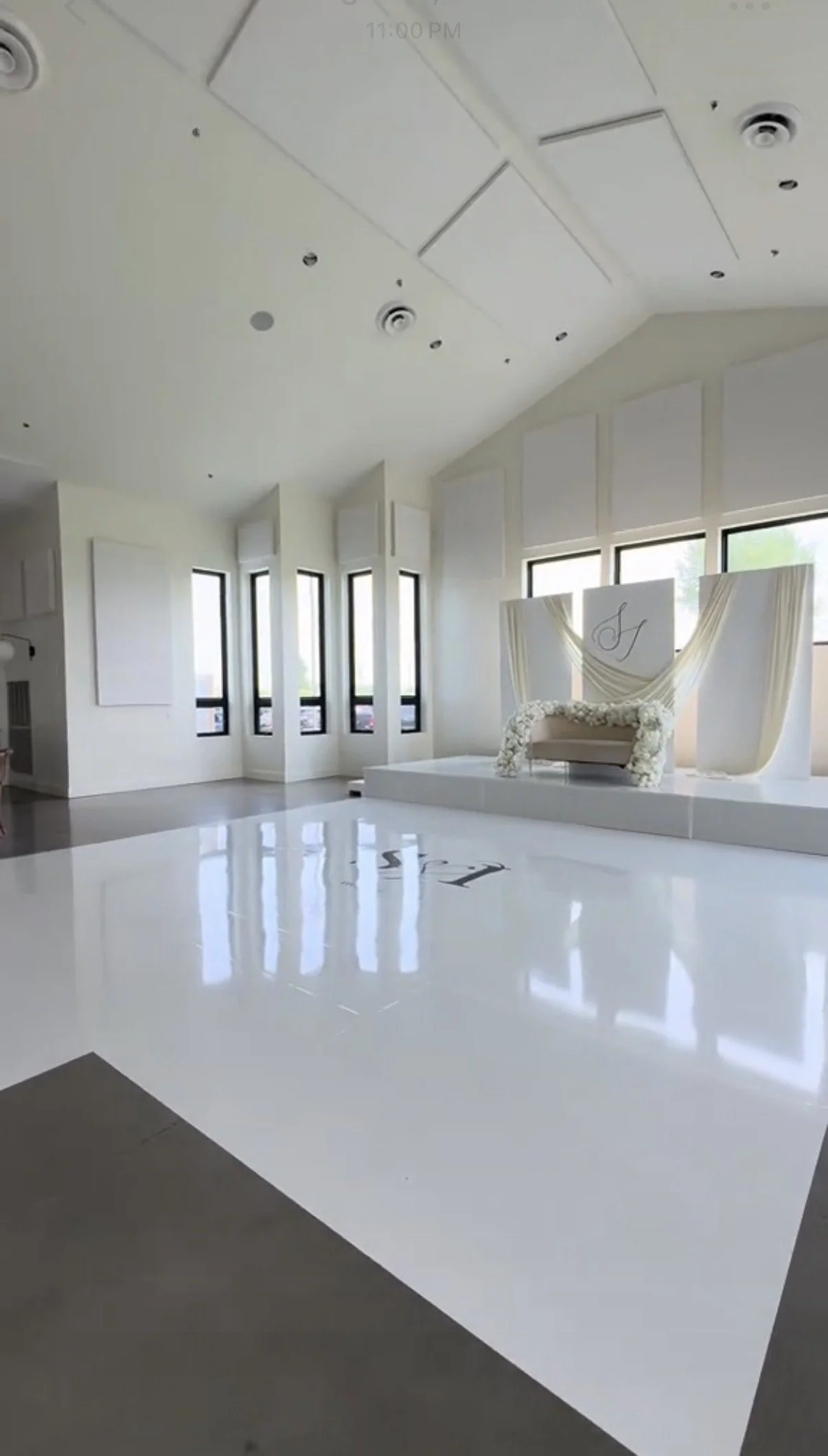 Bright hall with a custom dance floor